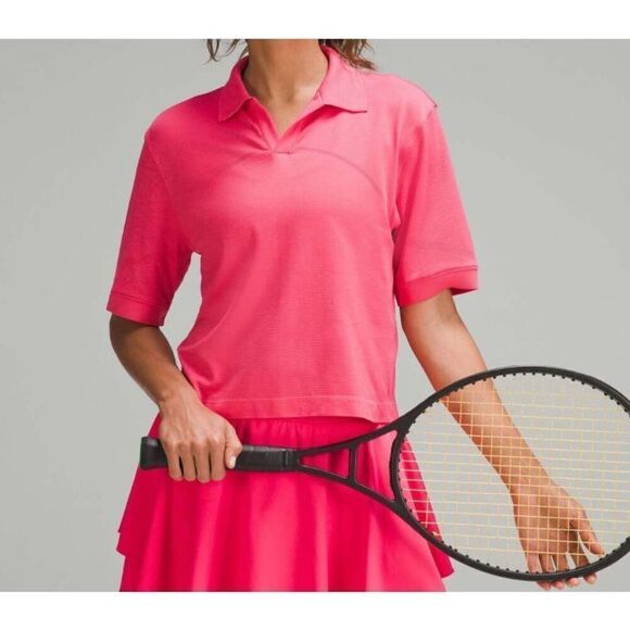 Lululemon Swiftly Tech Relaxed-Fit Polo Shirt, Lip Gloss / Lip Gloss, EUC, Sz6 - Picture 3 of 6
